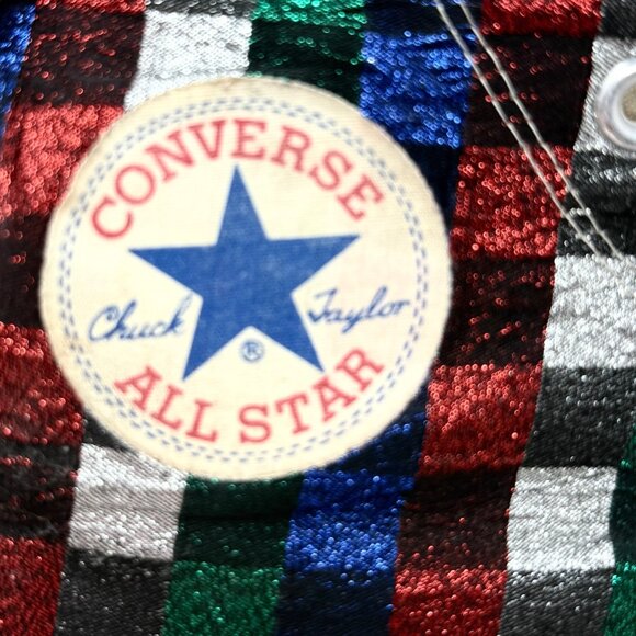 Vtg 80s Converse Checkerboard Metallic High Top Indie Grunge Retro Sneaker 6/7.5 - Picture 7 of 11